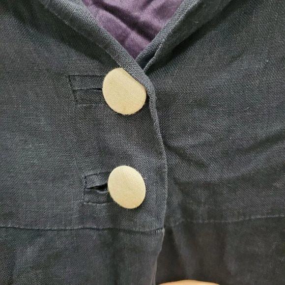 Neiman Marcus | Helena Girl's Vintage Navy Linen 2 Button Dress Coat Overcoat 5 - Picture 4 of 8